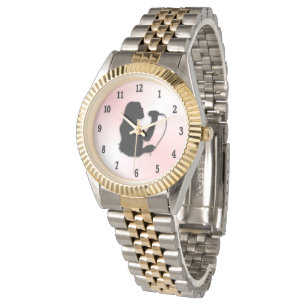 Female Singer with Black Numbers Pink Watch