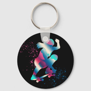 Female Skateboarder Keychain