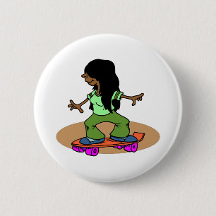 Female Skateboarder Skateboarding Fun Skateboard 2 Inch Round Button