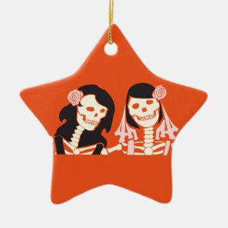 Female Skeleton Couple Ceramic Ornament