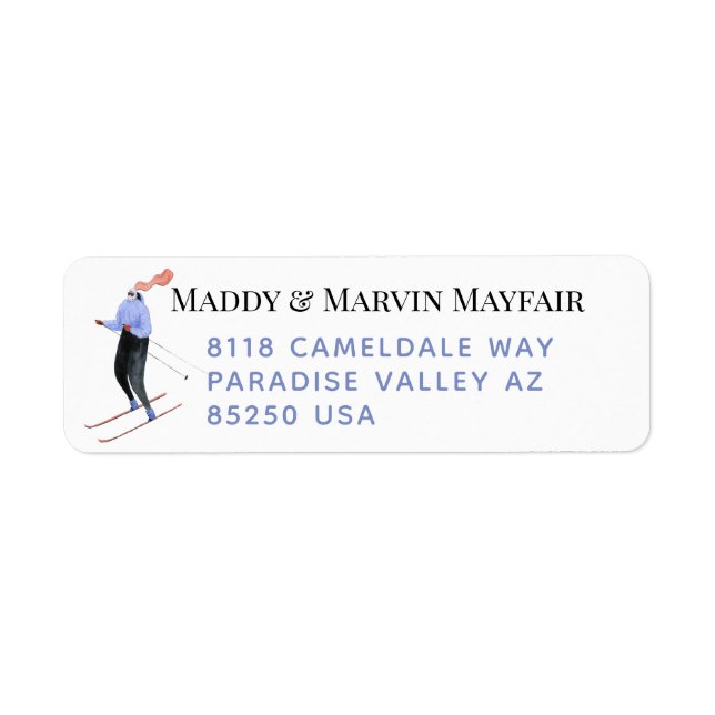 Female Skier Easy-To-Read Return Address Label (Front)
