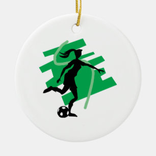 Female Soccer Ceramic Ornament