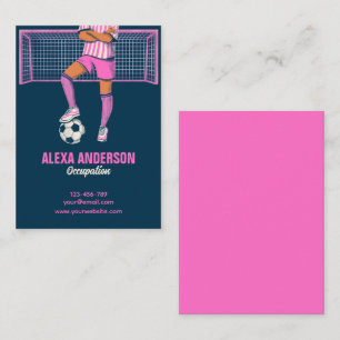 Female soccer pink  business card