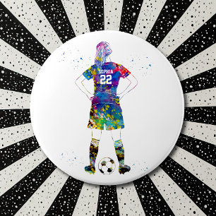 Female Soccer Player  6 Inch Round Button