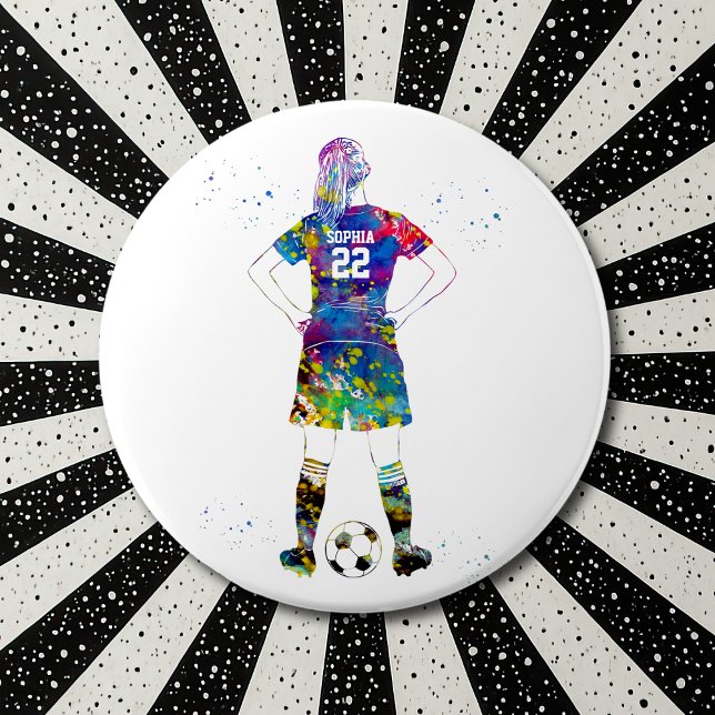 Female Soccer Player  6 Inch Round Button (Creator Uploaded)