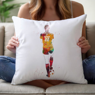 Female Soccer Player  Throw Pillow