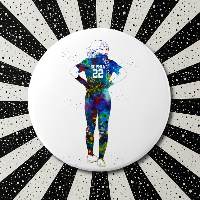 Female Softball Player 6 Inch Round Button (Creator Uploaded)