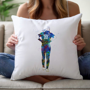 Female Softball Player Throw Pillow