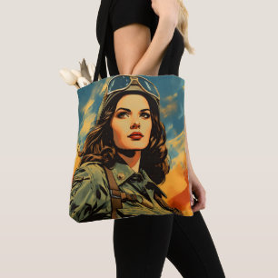 Female Soldier Vintage Sci-Fi Tote Bag