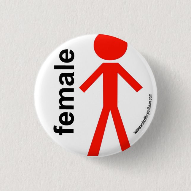 Female Stick Figure 1 Inch Round Button (Front)