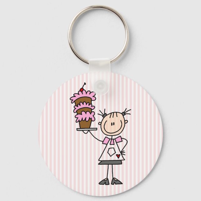 Female Stick Figure Baker Keychain (Front)