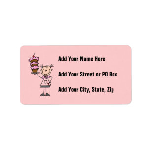 Female Stick Figure Baker Label