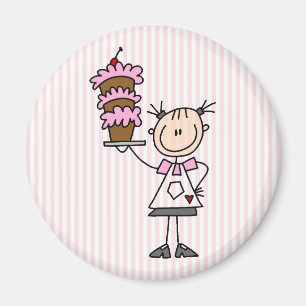 Female Stick Figure Baker Magnet