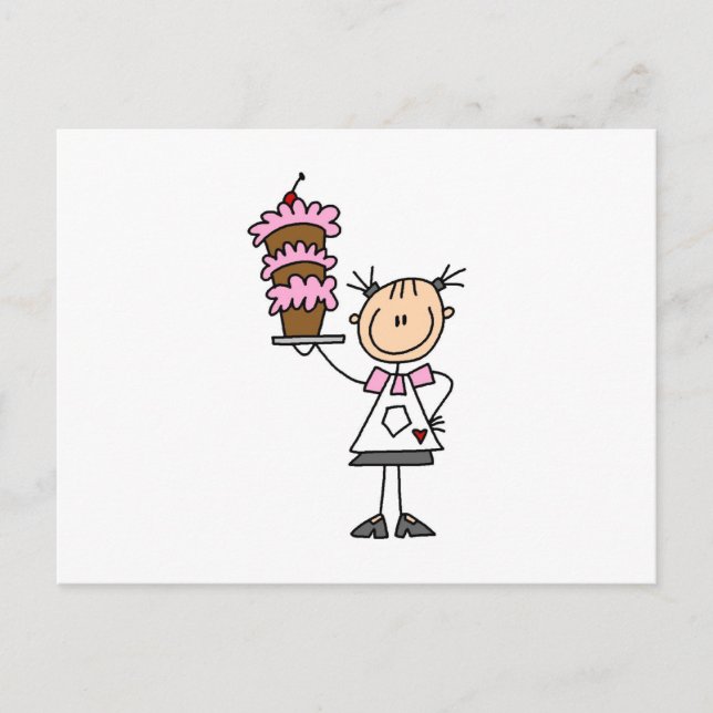 Female Stick Figure Baker Postcard (Front)