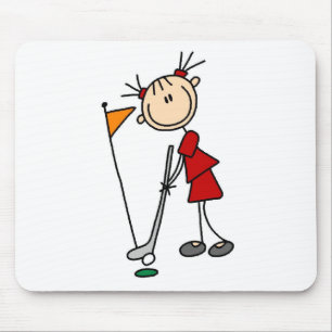 Female Stick Figure Golfer Mouse Pad