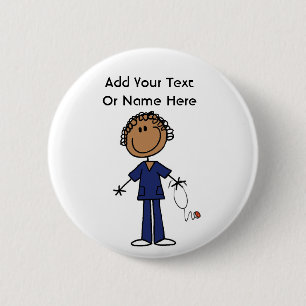 Female Stick Figure Nurse Aid T-shirts and Gifts 2 Inch Round Button
