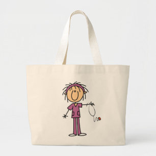 Female Stick Figure Nurse Large Tote Bag