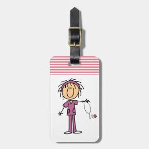 Female Stick Figure Nurse Luggage Tag
