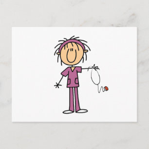 Female Stick Figure Nurse Postcard