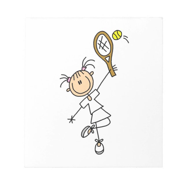 Female Stick Figure Tennis Player Notepad (Front)
