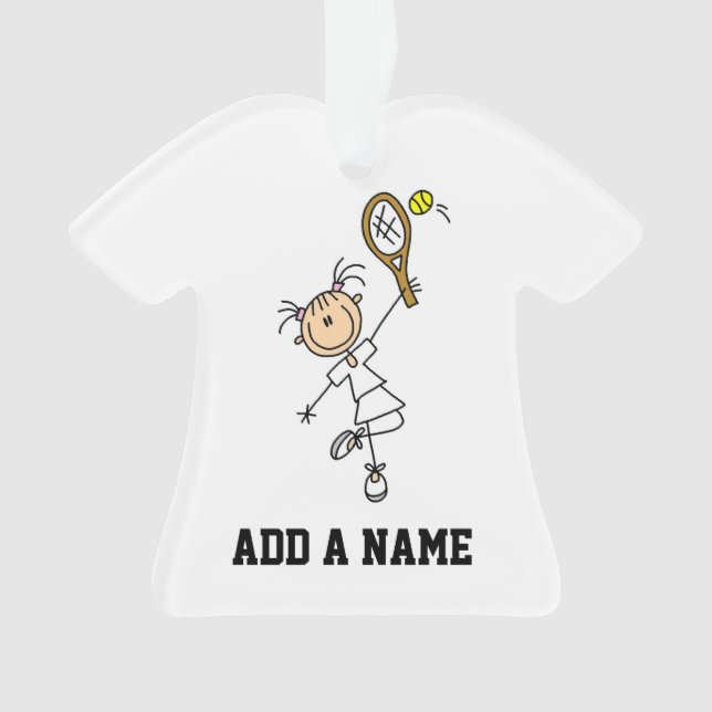 Female Stick Figure Tennis Player Ornament (Front)