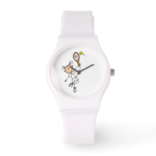 Female Stick Figure Tennis Player Watch (Front)