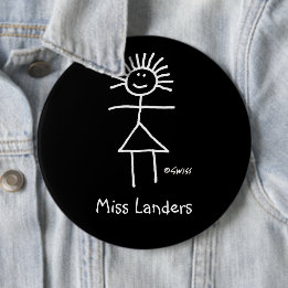 Female Substitute Teacher Name Tag Cute Funny 6-in 6 Inch Round Button