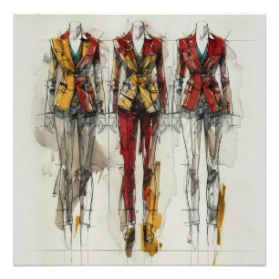 Female Suit Concept Sketch Photo Print