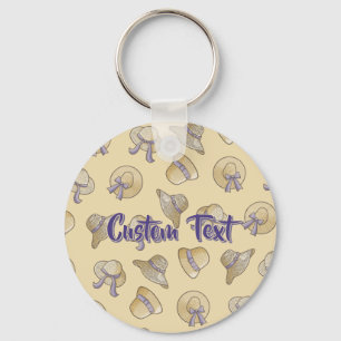 Female Summer Hats Beige Keychain