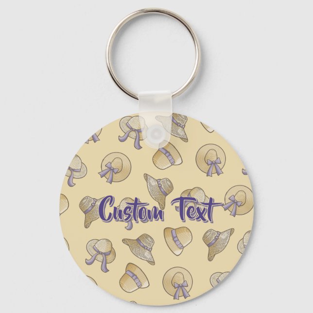 Female Summer Hats Beige Keychain (Front)