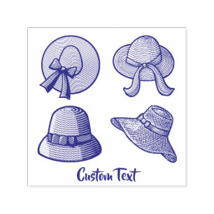 Female Summer Hats Violet Self-inking Stamp