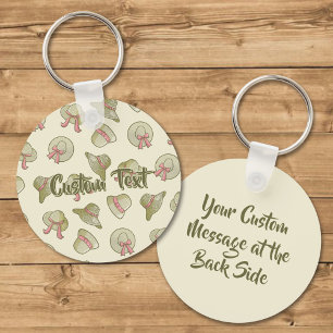 Female Summer Hats Yellow Keychain