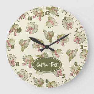 Female Summer Hats Yellow Large Clock
