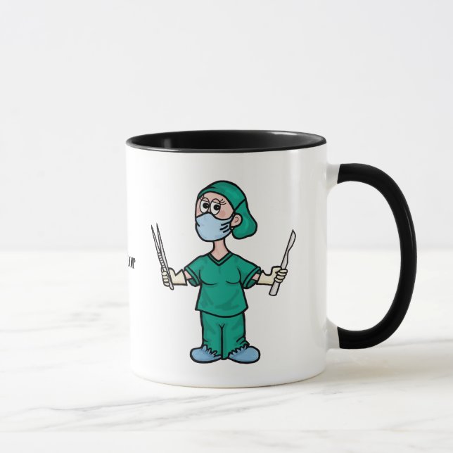 Female Surgeon with Tools Mug (Right)