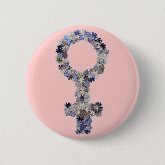 Female Symbol made with Puzzle pieces 2 Inch Round Button