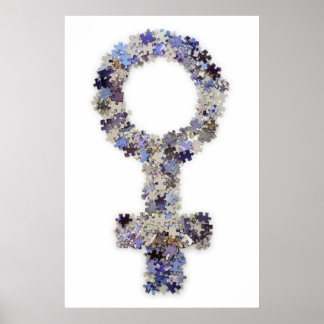 Female Symbol made with Puzzle pieces Poster