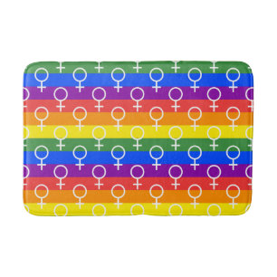 Female Symbol Rainbow Pattern Bath Mat