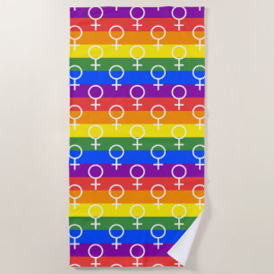 Female Symbol Rainbow Pattern Beach Towel