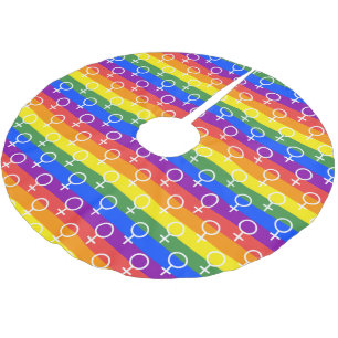 Female Symbol Rainbow Pattern Brushed Polyester Tree Skirt