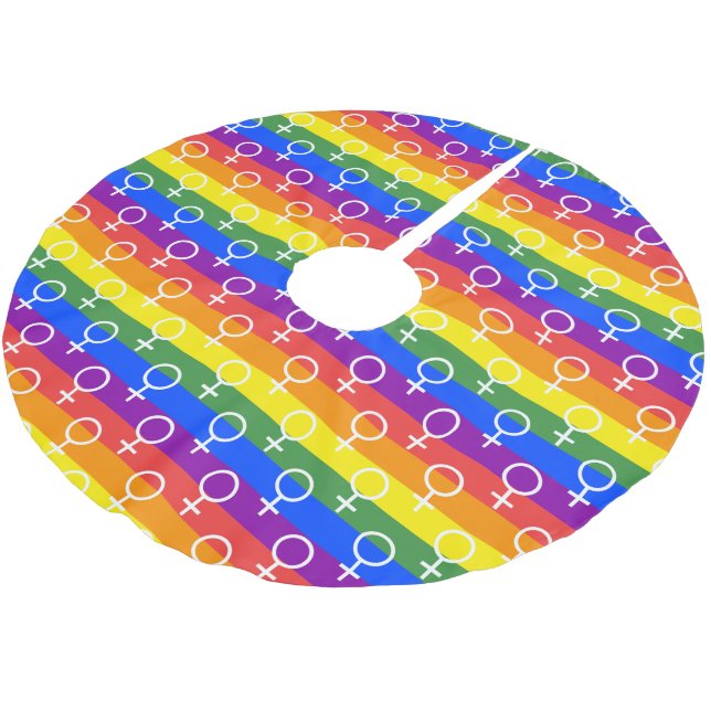 Female Symbol Rainbow Pattern Brushed Polyester Tree Skirt (Angled)