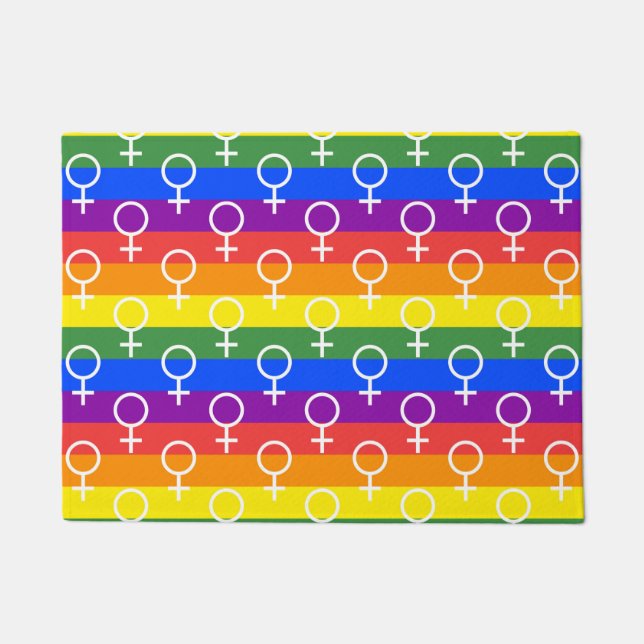 Female Symbol Rainbow Pattern Doormat (Front)