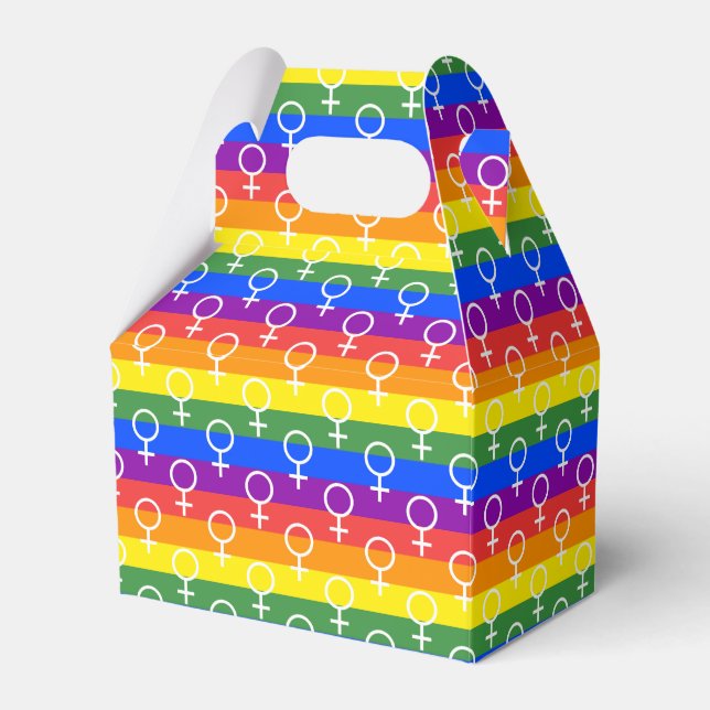 Female Symbol Rainbow Pattern Favor Box (Front Side)