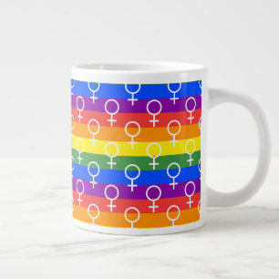Female Symbol Rainbow Pattern Large Coffee Mug