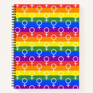 Female Symbol Rainbow Pattern Notebook