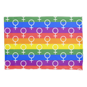 Female Symbol Rainbow Pattern Pillowcase