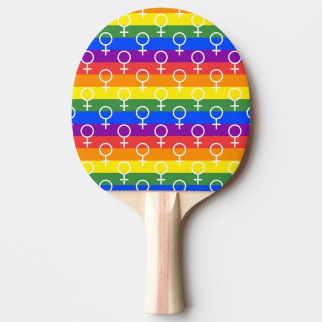 Female Symbol Rainbow Pattern Ping Pong Paddle (Front)