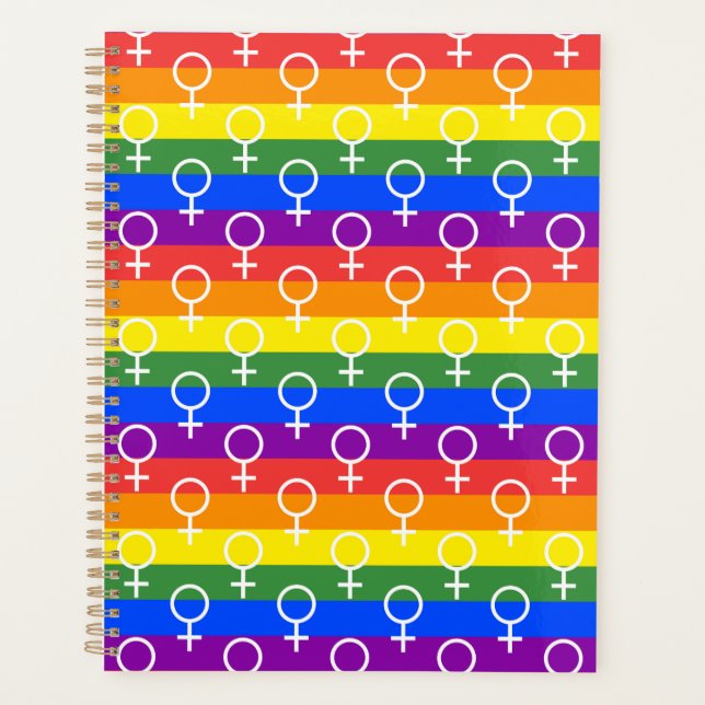 Female Symbol Rainbow Pattern Planner (Front)
