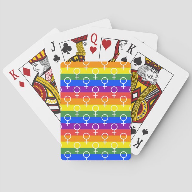 Female Symbol Rainbow Pattern Playing Cards (Back)