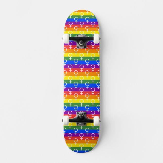 Female Symbol Rainbow Pattern Skateboard (Front)