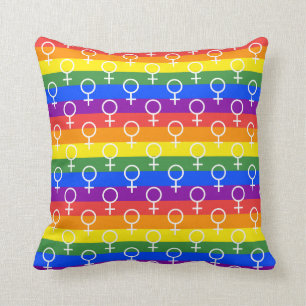 Female Symbol Rainbow Pattern Throw Pillow